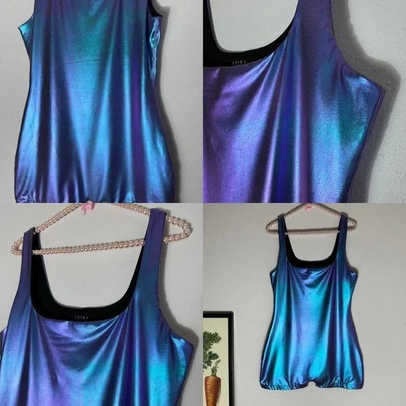 Akira metallic blue/purple shift futuristic romper size L - Picture 13 of 16